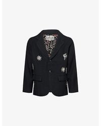 Kartik Research - Floral Motif Embroidered Single-Breasted Wool Blazer - Lyst