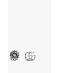 Gucci - Womens Silver Marmont Double G 925 Sterling-silver And Mother-of-pearl Stud Earrings - Lyst