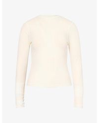 GOOD AMERICAN - Sheer Rib Long-Sleeve Woven Top - Lyst