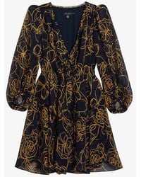 Ted Baker - Vy Kumiko Floral-print Tie-front Woven Mini Dress - Lyst