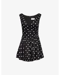 Self-Portrait - Polka Dot V-Neck Cotton-Blend Mini Dress - Lyst