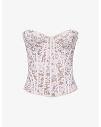 House Of Cb - Solaine Boned Floral-Lace Corset Top Xs (A-C Cup) - Lyst