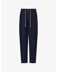 Eleventy - Drawstring Tapered-Leg Linen Trousers - Lyst