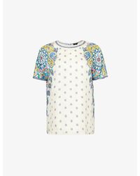Etro - Flower-And-Paisley-Print Short-Sleeves Woven-Blend Top - Lyst