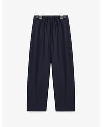 Loewe - Belted Wide-Leg Wool-Silk Blend Trousers - Lyst