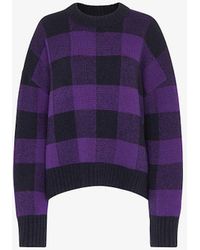 Whistles - Checked Relaxed-fit Stretch Wool-blend Jumper - Lyst