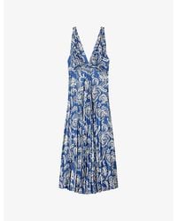 Sandro - V-Neck Floral-Print Woven Maxi Dress - Lyst