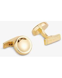 Ted Baker - Curve Brand-engraved Brass-blend Cufflinks - Lyst