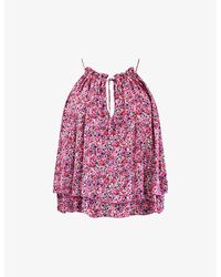 Ro&zo - Floral-print Halter-neck Woven Blouse - Lyst