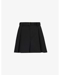 Sacai - Pleated Mid-rise Wool-blend Shorts - Lyst