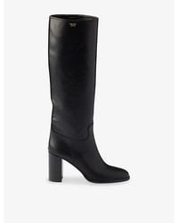 Prada - Round-Toe Leather Knee-High Boots - Lyst