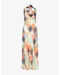 Never Fully Dressed - Sophie Cowl-Neck Woven Maxi Dress - Lyst