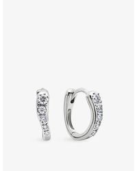Monica Vinader - Riva 18Ct-Plated Vermeil Sterling- And 0.14Ct Lab-Grown Diamond Hoop Earrings - Lyst