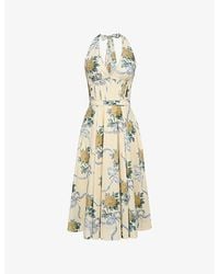 House Of Cb - Allena Corset-Bodice Stretch-Cotton Midi Dress - Lyst