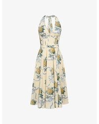 House Of Cb - Allena Corset-Bodice Stretch-Cotton Midi Dress - Lyst