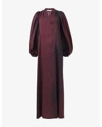 eem - Abstract-Print Balloon-Sleeve Cotton Maxi Dress - Lyst