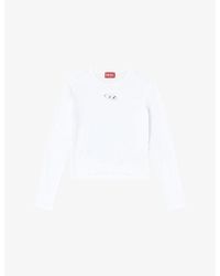 DIESEL - T-Uncutie-Long-Ls-Od Brand-Embellished Cotton-Jersey Top - Lyst