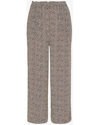 Whistles - Leopard-print Elasticated-waist Woven Trousers - Lyst