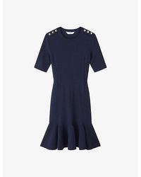 LK Bennett - Annmarie Button-embellished Knitted Mini Dress - Lyst