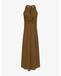 ME+EM - Twist-Front Crease-Less Linen-Blend Maxi Dress - Lyst