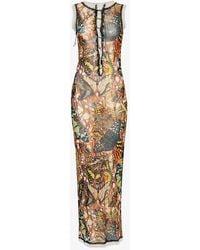 Jean Paul Gaultier - Papillon Graphic-pattern Mesh Maxi Dress - Lyst