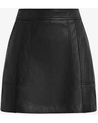Reiss - Edie Seam-panelled Leather Mini Skirt - Lyst