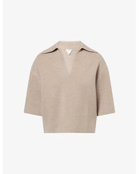 Bottega Veneta - Compact Short-Sleeves Cashmere-Blend Polo Shirt - Lyst