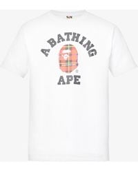 A Bathing Ape - College Logo-printed Cotton-jersey T-shirt - Lyst