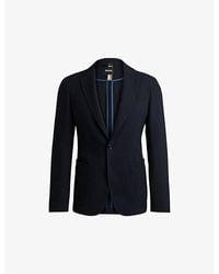 BOSS - Slim-Fit Single-Breasted Stretch Wool-Blend Blazer - Lyst