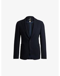 BOSS - Slim-Fit Single-Breasted Stretch Wool-Blend Blazer - Lyst