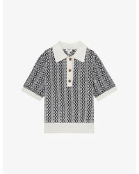 Reiss - Jem Zig-Zag Short-Sleeve Stretch-Knit Polo - Lyst