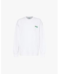 Fila - Linear Embroidered-Branding Long-Sleeve Cotton-Jersey T-Shirt - Lyst