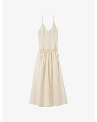 Claudie Pierlot - Crochet-Bodice Pleated Cotton And Woven Midi Dress - Lyst