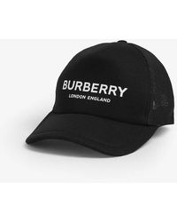 Burberry Logo-print Leather And Mesh Snapback Cap - Black
