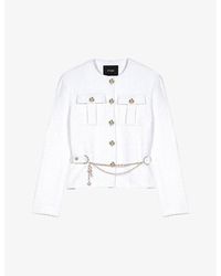 Maje - Adjustable Belt And Charm Tweed Jacket - Lyst