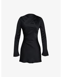 House Of Cb - Lulu Flute Long-Sleeve Satin Mini Dress Xs (A-C Cup) - Lyst