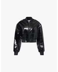 Stella McCartney - Crocodile-Embossed Faux-Leather Bomber Jacket - Lyst