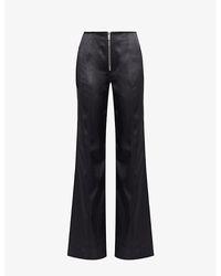 Ganni - Satin-texture Straight-leg High-rise Stretch Recycled-polyester Trousers - Lyst