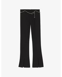 HUGO - Chain-Embellished Flared-Leg Jersey Trousers - Lyst