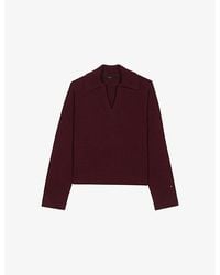 Maje - Open-Collar Stretch Wool And Cashmere-Blend Jumper - Lyst