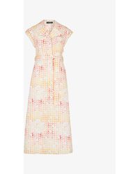 Whistles - Hexagon-print Cotton And Linen-blend Midi Dress - Lyst