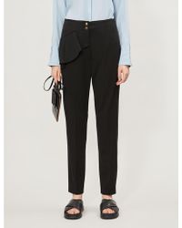 Sandro Flared-trim High-rise Woven Trousers - Black