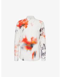 Alexander McQueen - Airbrush-pattern Pleated-cuff Regular-fit Cotton-poplin Shirt - Lyst