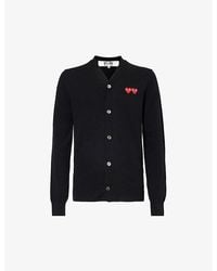 COMME DES GARÇONS PLAY - Logo-Embroidered V-Neck Wool-Knit Cardigan - Lyst