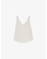 Reiss - Helena V-Neck Relaxed-Fit Cotton-Blend Vest - Lyst