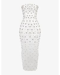 House Of Cb - Martine Bead-Embellished Corseted Satin Bridal Gown - Lyst