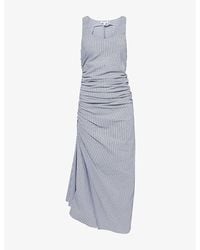 Alaïa - Gathered Striped Stretch-Woven Maxi Dress - Lyst