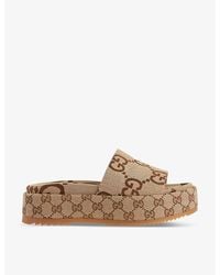Gucci - Angelina gg Lamé Slide Sandals - Lyst