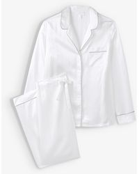 The White Company Piped Silk Pyjama Set - White