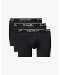 Calvin Klein - Microfiber Branded Pack Of Three Stretch-Woven Boxer Briefs - Lyst